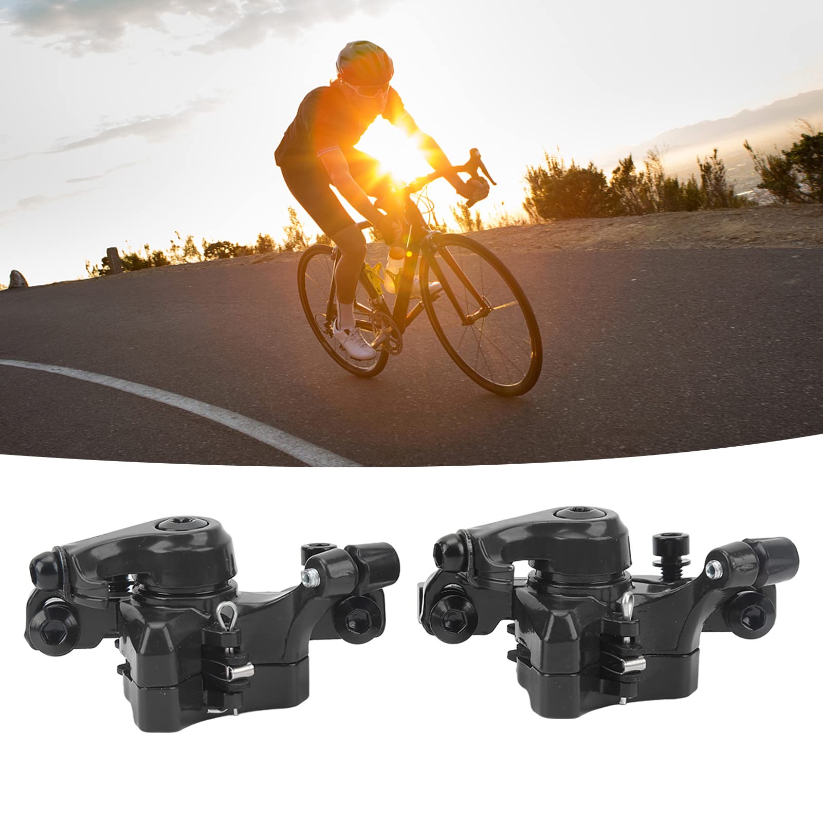 1 Set Mountain Bike Disc Brake, Aluminum Alloy Bicycle Brake Kit, Cable Puller Replacement Parts for Electric Scooter Bike (Black)