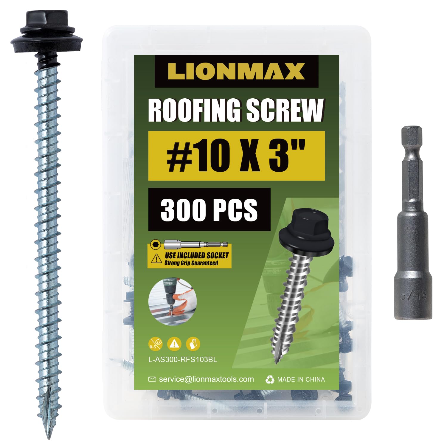 LIONMAX Metal Roofing Screws - 300 PCS -12
