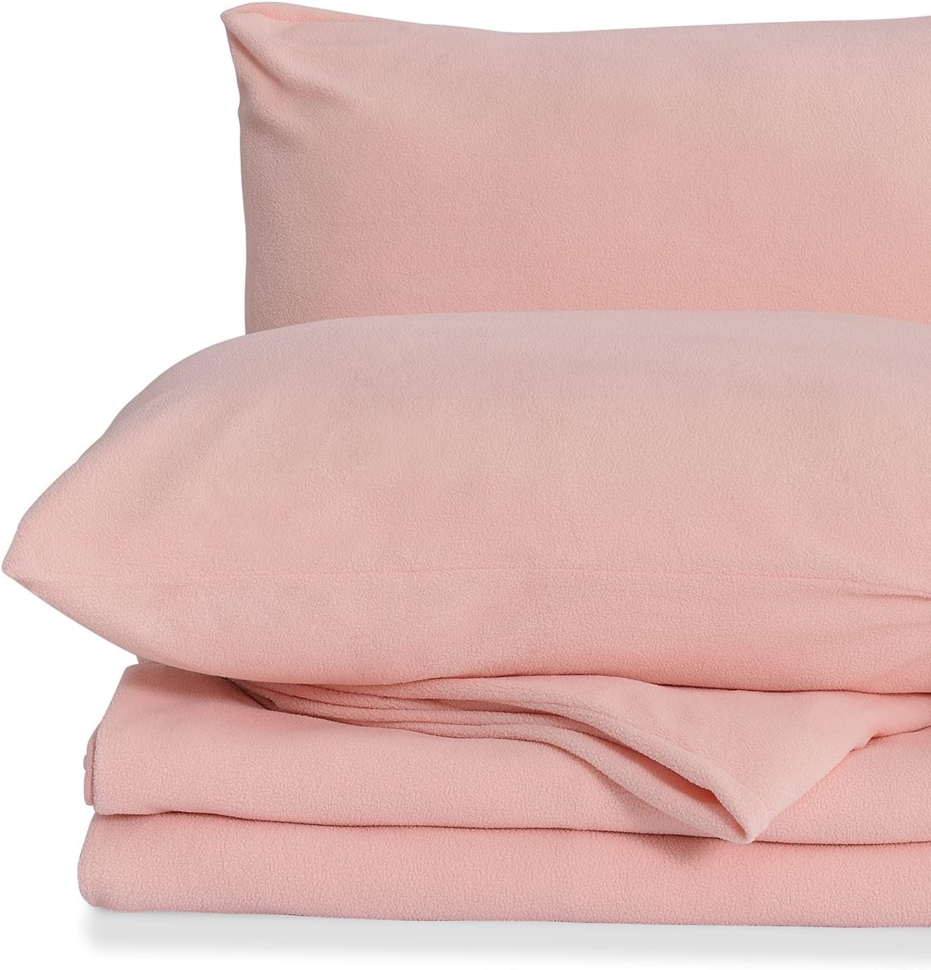 Nikazz Microfiber Polar Fleece Bed Sheet Set – King Size Sheet Set – Comfortable and Soft Bedding Sheets – Reliable Sheet & Pillowcase Sets–Pillowcases, Flat and Fitted Sheet (Solid Pink)