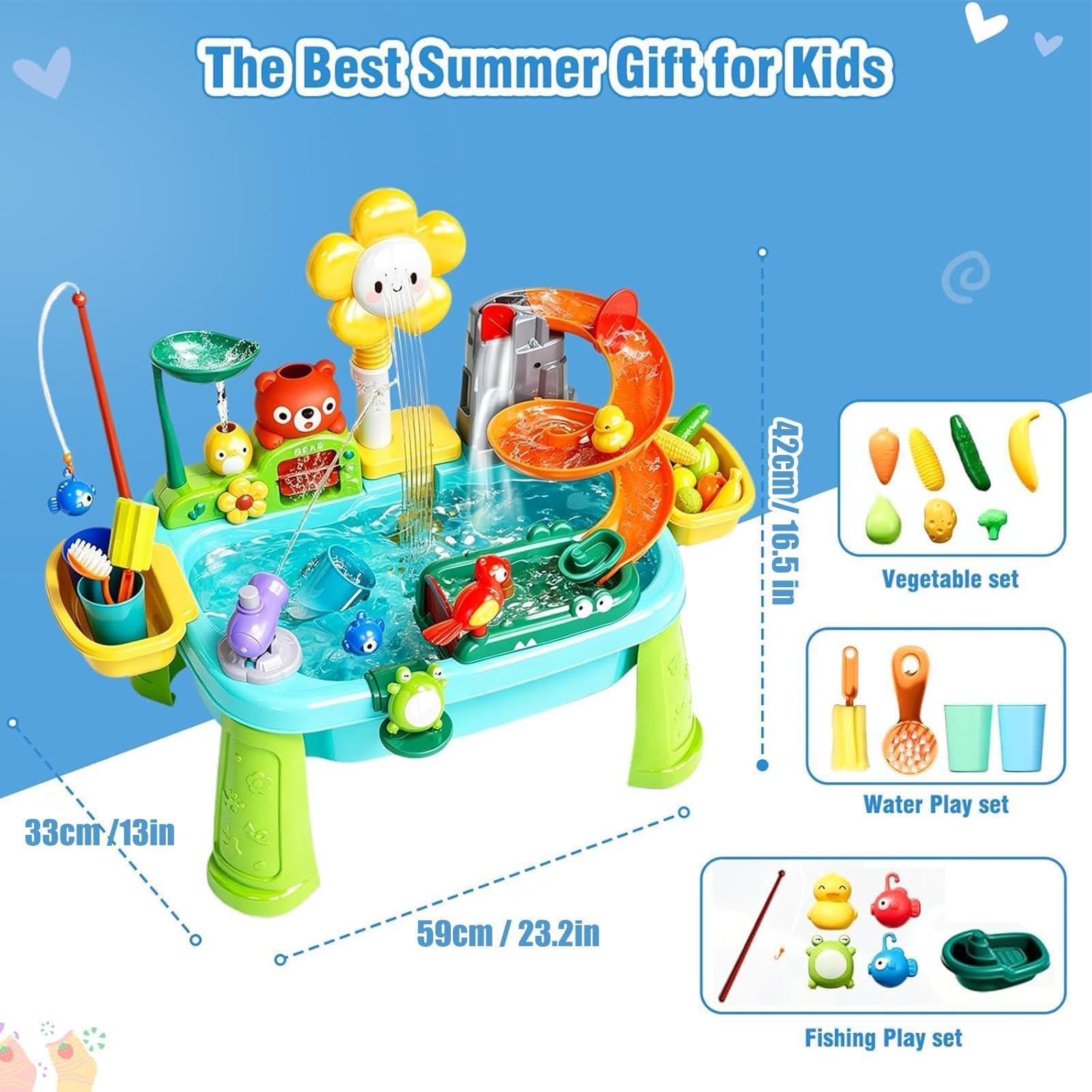 Mesa De Agua Para Niños Con Grifo,Juguetes Sensoriales Divertidos Educativos | Juego De Mesa De Agua Cocina De Verano,Para Niños Y Niñas, Interior Exterior, Jardín Patio Prado Piscina Asil