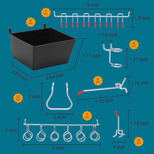 Miniatura 4 de Kit organizador de accesorios de tablero de clavijas, 148 piezas, cubos de tablero de clavijas, juego de tableros de clavijas para herramientas,