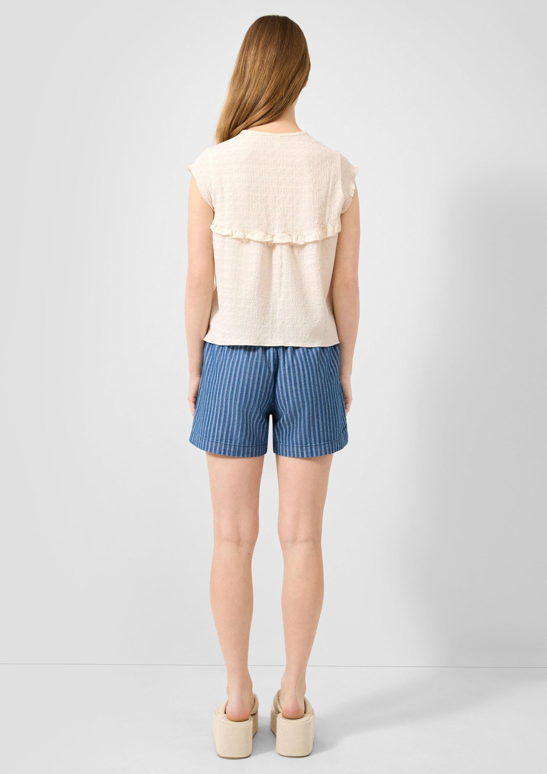 QS Damen Jeans-Shorts – Wide Leg, Mid Rise, Elastikbund mit Tunnelzug – Für Urlaub