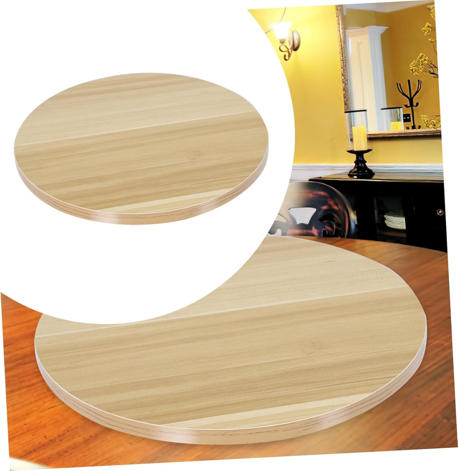Wooden Dining Table Turntable Swivel Plate Smooth Rotating Round Wooden Lazy Susan for Home Kitchen Serving and Food Display
