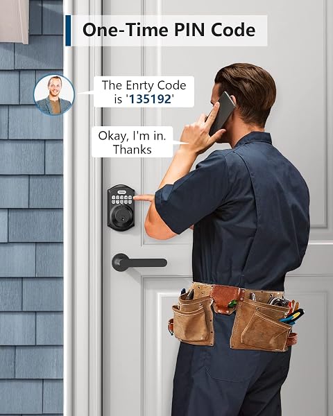 TEEHO TE001 Keyless Entry Door Lock with Keypad - Smart Deadbolt Lock for Front Door with 2 Keys - Auto Lock - Easy Installation - Matte Black - 4