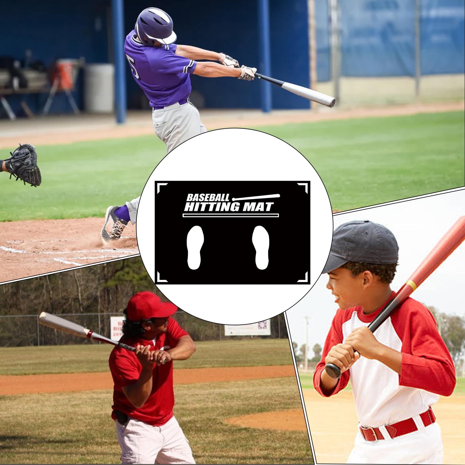 Tapis de Baseball - Tapis d'entraînement à la Frappe - Guide de la Zone de Frappe - Antidérapant - Exercice de pelouse - Durable - Aide à l'entraînement Portable - d'appui - Entraînement de