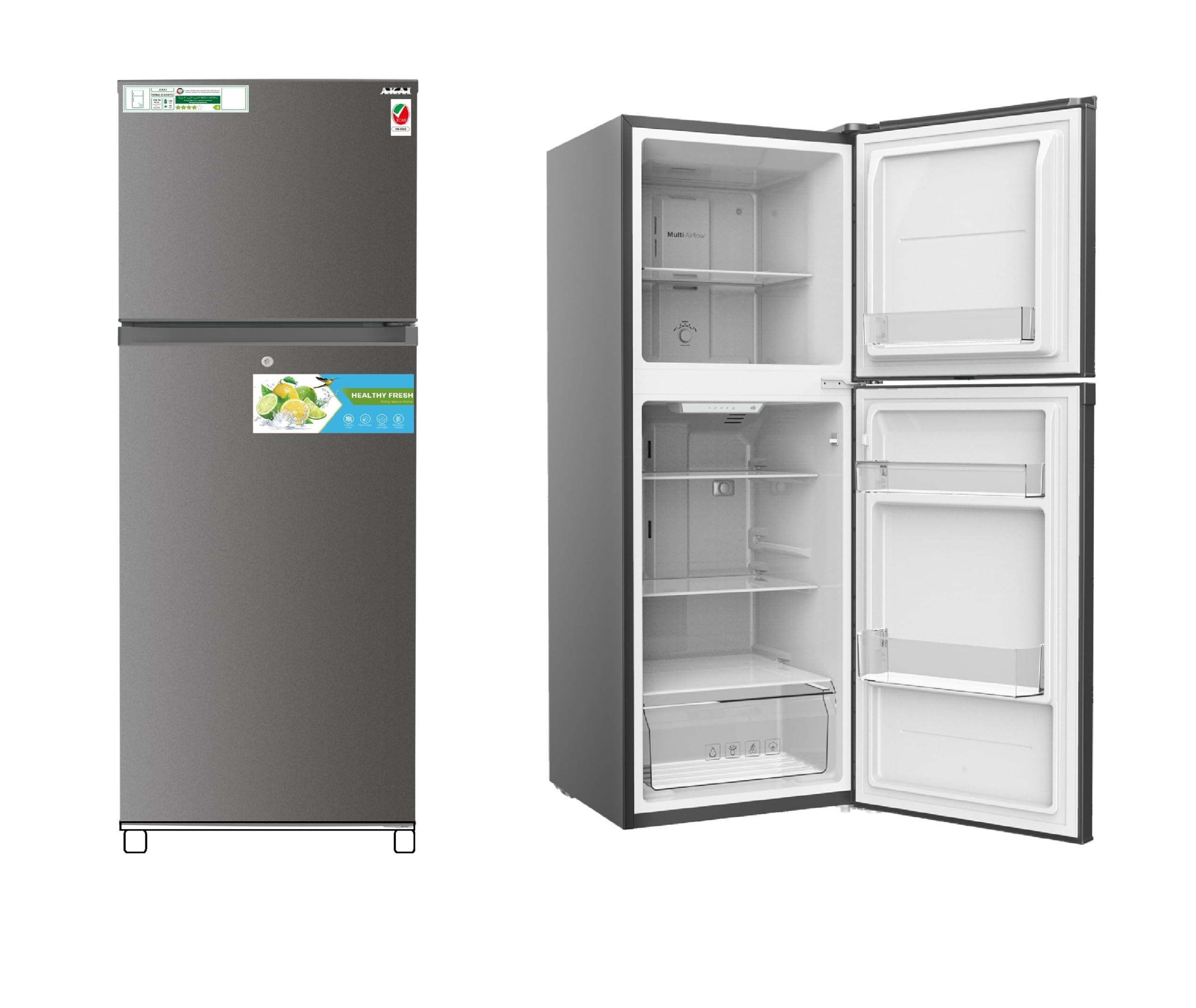 AKAI 335 Liters Double Door Refrigerator with NO FROST, Fridge