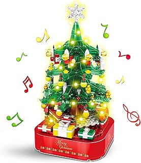 AOKESI Christmas Tree Building Kits-A Festive Build for Kids and Families; DIY Building Block Music Box, Creative Xmas Building Toy Set for 5 6 7 8 9+ Years Old Boys Girls