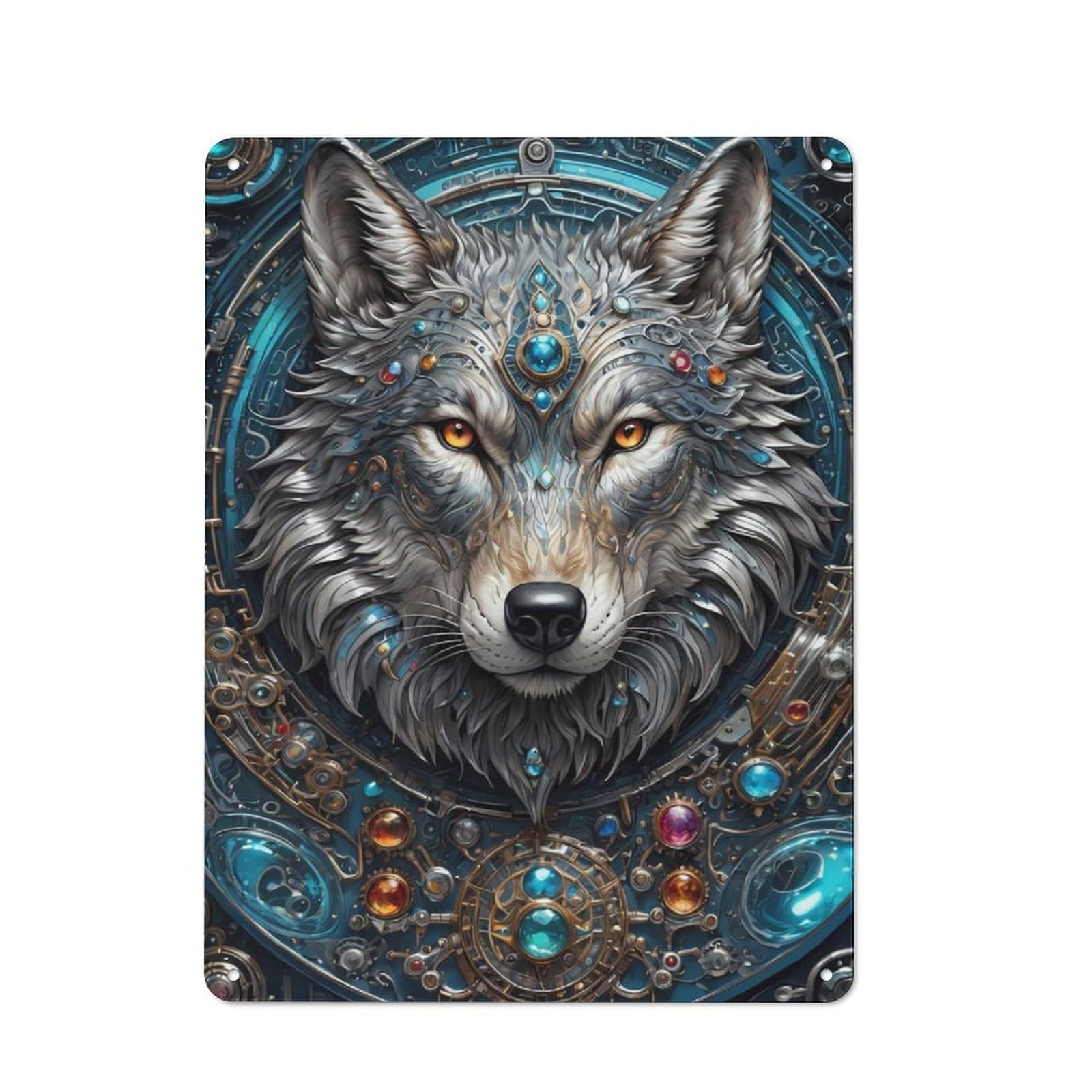 Junmoney Mega Steampunk Wolf Retro Vintage Tin Sign 40X30cm, Retro Room Decor For Lounge, Study, Pub Or Wall Gallery