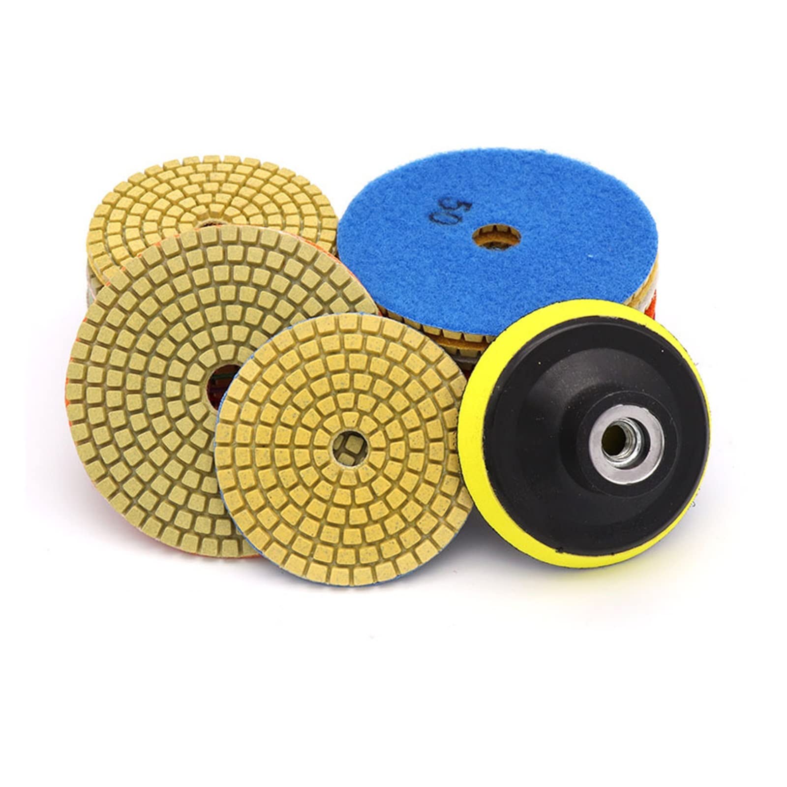 Disco abrasivo, Kit de almohadillas pulido diamante M10/M14, 3/4 pulgadas, 80/100mm, húmedo/seco for granito, piedra, hormigón, mármol, juego discos molienda(M14 4 inch 11pcs)