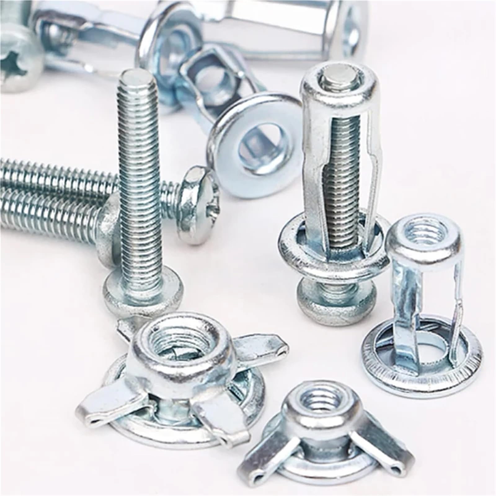 Tacos de expansión Tuercas de pétalo, tuercas expansión, remaches acero al carbono con forma, M4, M5, M6 y M8(Combination(48pcs))