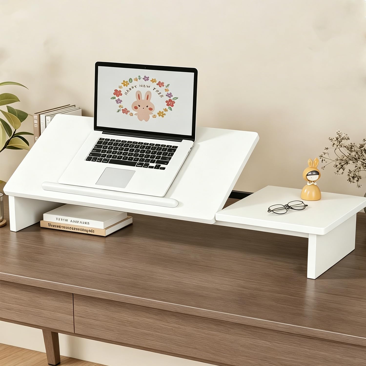 Soporte Portatil Escritorio,51,5*24*9,5 Cm Multifuncional,Altura Ajustable En Cinco Niveles,Diseño Ergonómico,Adecuado Para Leer y Trabajar,Apto Para Computadoras Portátiles De Menos De 17 Pulgadas