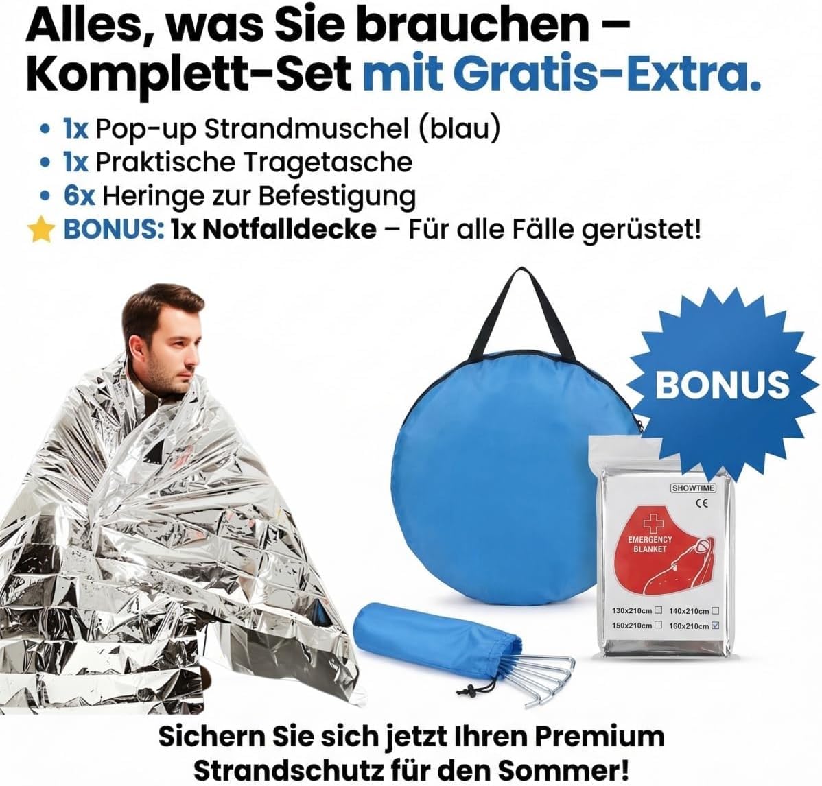 Tente de plage XXL Pop Up avec protection UV 50+, tente de plage solaire 3 à 5 personnes, grande tente de plage pop-up 200 x 165 x 130 cm