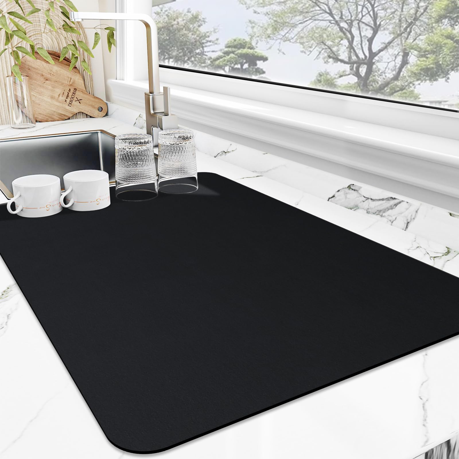 SUEH DESIGN Coffee Mat, Absorbent Dish Drying Mat 19.6 x 11