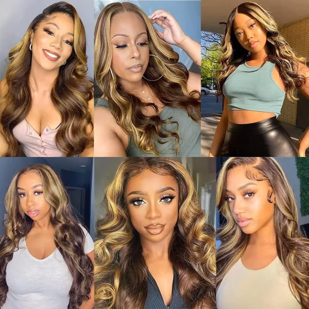 P4/27 Human Hair Bundles Highlight Body Wave 08 10 12 Inch 300g Two Tone Blonde and Brown Ombre Piano Color for Women