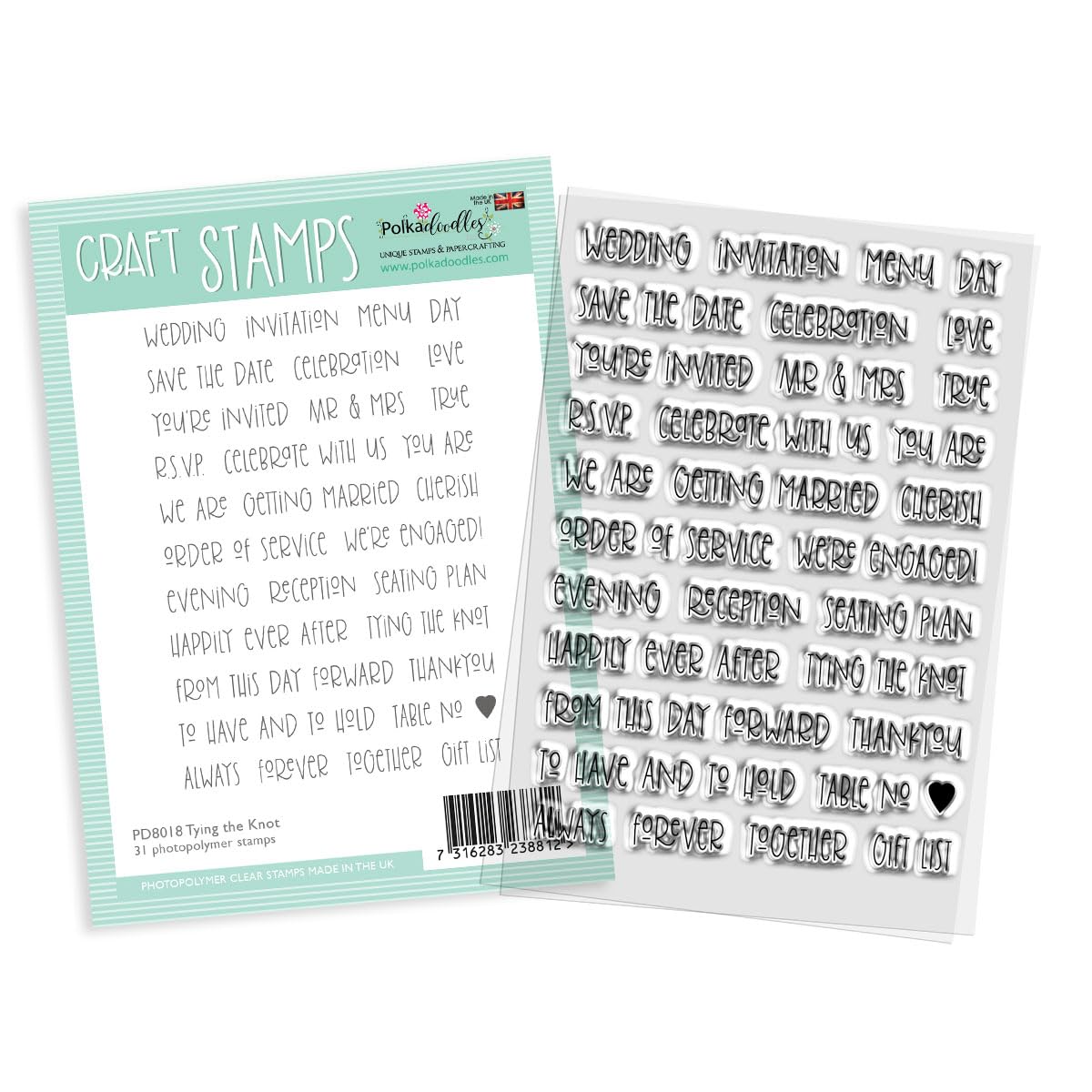 Polkadoodles Ltd Natural Tying The Knot Clear Craft Stamps For Weddings, Engagements, Anniversaries And Romantic Occasions - Card Making, Craft, Scrapbooking A6/4X6 Quality Photopolymer