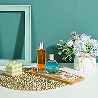 Vista 4 de Paquete de 4 bandejas de bambú rectangulares de bambú para servir té, bordes redondeados, bandeja de madera para mostrador de baño, bandeja de bambú