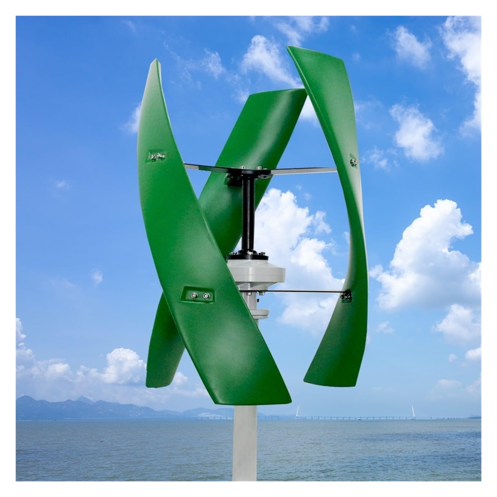 Windturbinengenerator, Energie Windmühle 400w 600w 800w Vertikale Achse Permanent Maglev Wind Turbine Generator 12v 24v 48v Mit MPPT Controller für Marine, Wohnmobil, Zuhause(Green,48V)