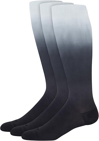 Comrad Knee High Compression Socks - Black Ombre, 3 Pack, Extra Large