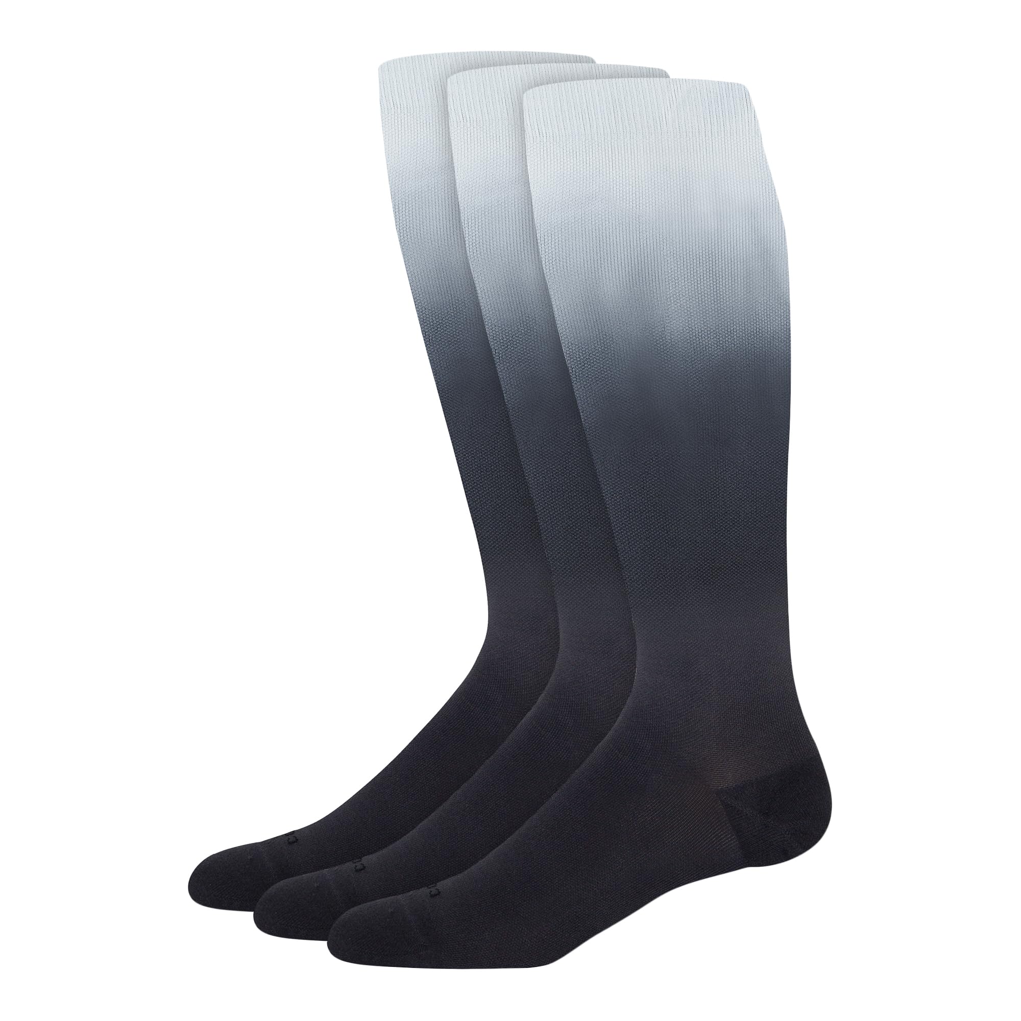 Comrad Paquete de 3 calcetines de nailon hasta la rodilla, calcetines de compresión graduada de 15-20 mmHg, (negro degradado, extragrande), calcetines de apoyo suaves y transpirables para hombres,