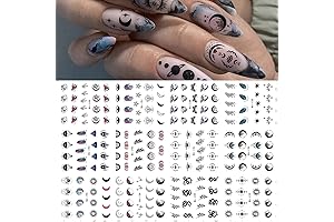 12 Sheets Moon Stars Nail Art Stickers Horrifying Eyes Nail Water Decals...
