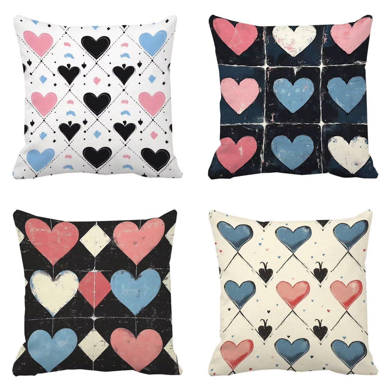 Coussin canapé noir amour 30x30 cm lot de 4 housses imperméables pour décoration de salon et balcon