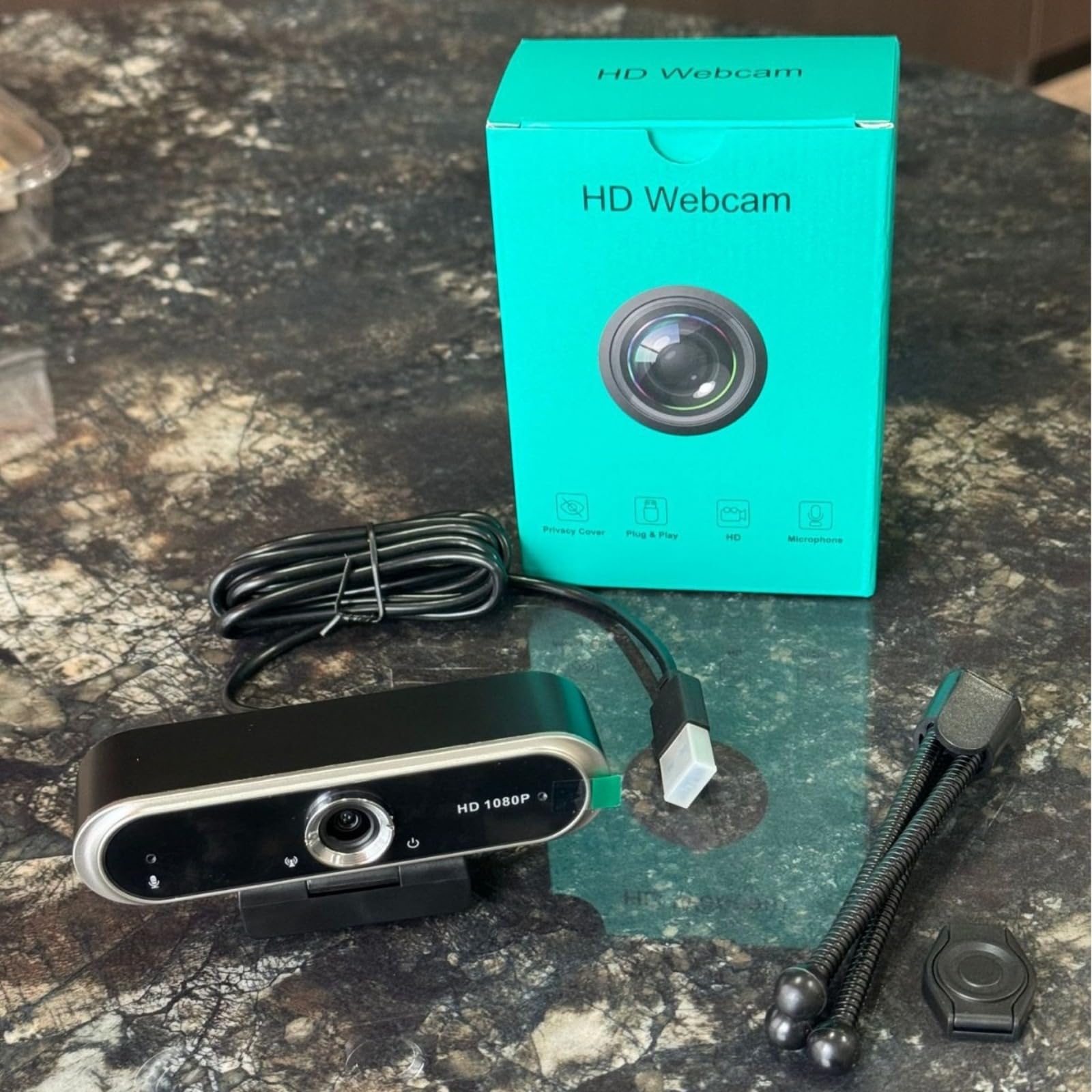 Cámara web HD de 1080P con micrófono, cámara web USB Plug and Play con micrófono con cancelación de ruido, cámara ajustable de escritorio/portátil para transmisión, videollamadas, zoom, conferencias