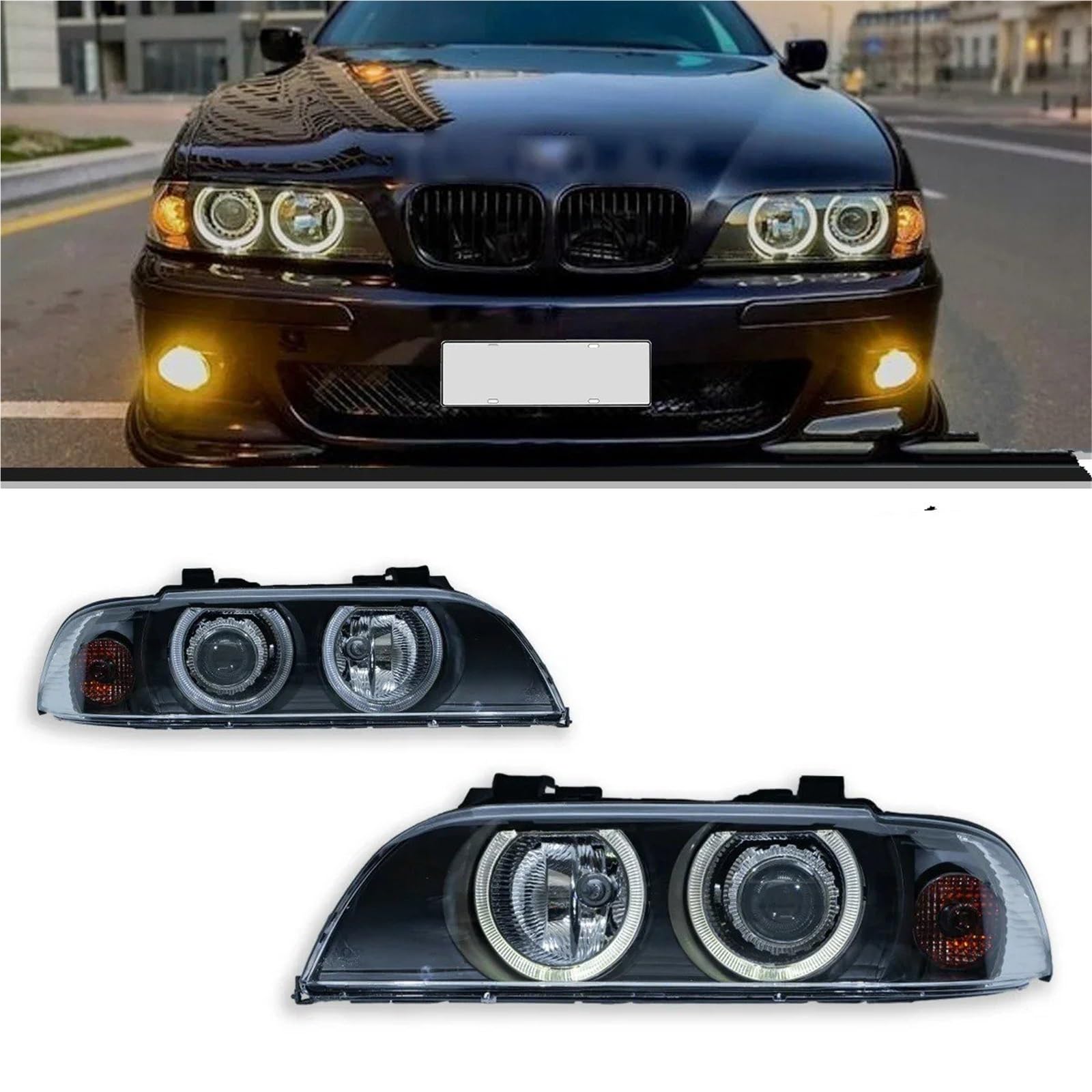 Faro Principal Para BMW Serie 5 E39 1997-2003 Faros Delanteros Para Coche Proyector LED Faro Delantero Luz Circulación Diurna Accesorios Automotrices Faro Delantero