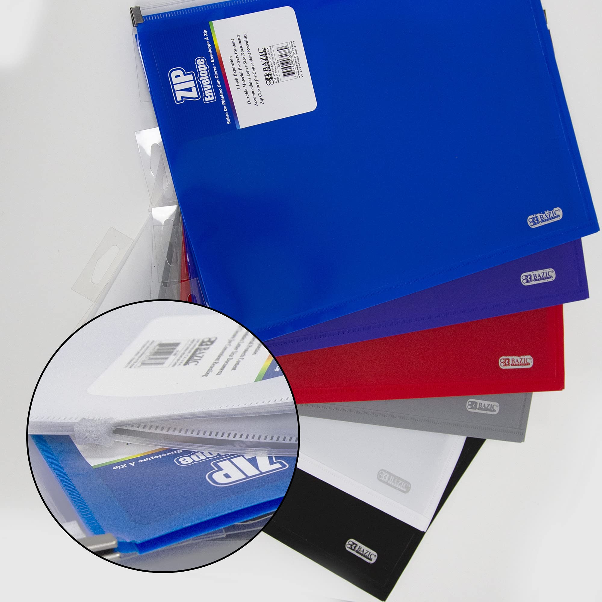 Plastic Folder BAZIC 4-Pack Clear Plastic Zip Envelopes - Letter/A4 ...