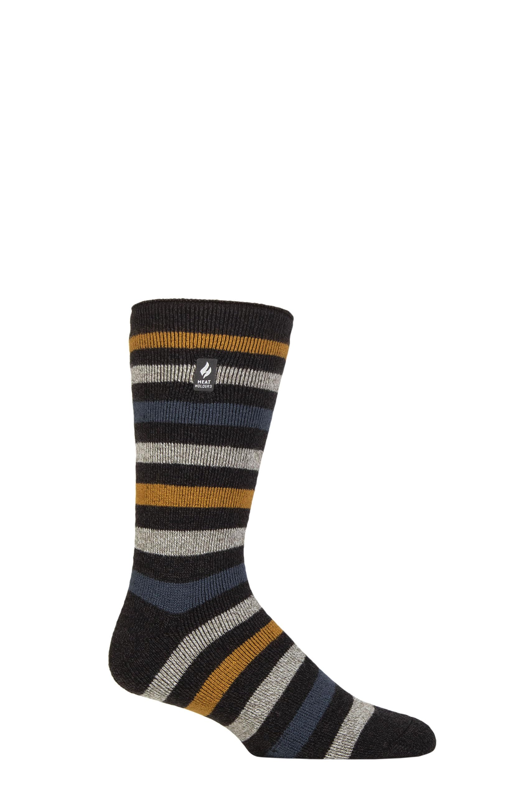 HEAT HOLDERS SOCKSHOP Mens 1.6 TOG Lite Striped, Patterned & Argyle Socks Pack of 1 (UK, Numeric, 6, 11, Regular, Regular, Split Charcoal Mustard)