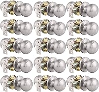 Vista 14 de Gobrico Cerradura de puerta de paso de acero inoxidable níquel satinado interior sin llave redonda perilla de puerta cerrada, 1 paquete