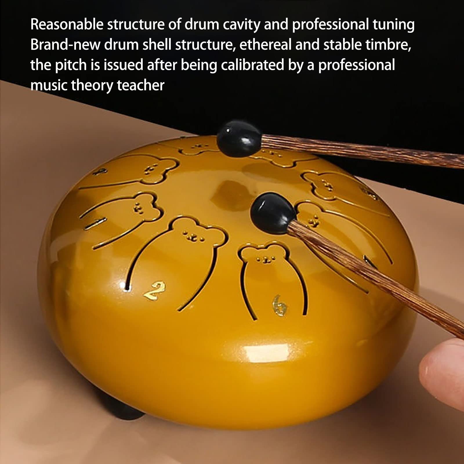 Petit Steel Tongue Drum 6 Pouces 8 Notes Tambour Handpan for Enfants Avec Sac De Transport, Livre De Musique, Mallets Et Autocollant Percussion(Rouge)