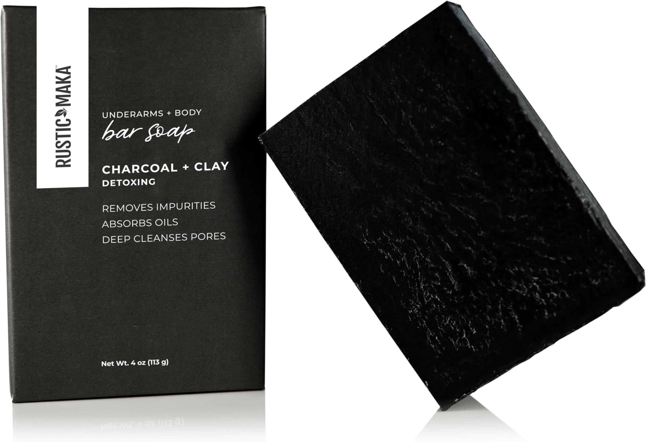 Deep Cleansing Charcoal & Clay Soap Bar – Activated Charcoal Face & Body Soap for Acne-Prone, Oily, and Sensitive Skin – Kaolin Clay Formula for Pore Cleansing & Oil Control