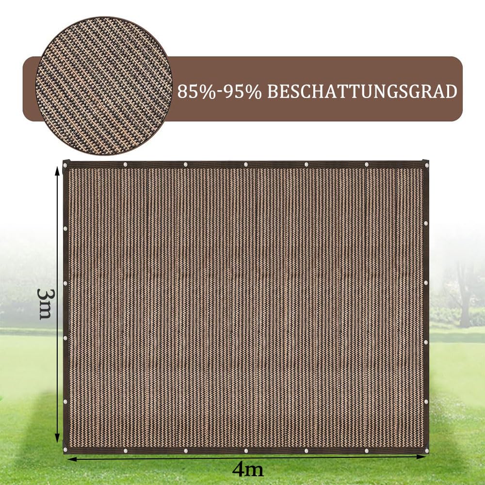 Toldos para Patio 3×4m,Solar Sombra Paño,Ojales Cubierta de Parasol,Red de Sombra Al Aire Libre,Tela de Sombra,Malla Sombreadora Jardin,Mallas de Sombreo con Ojales
