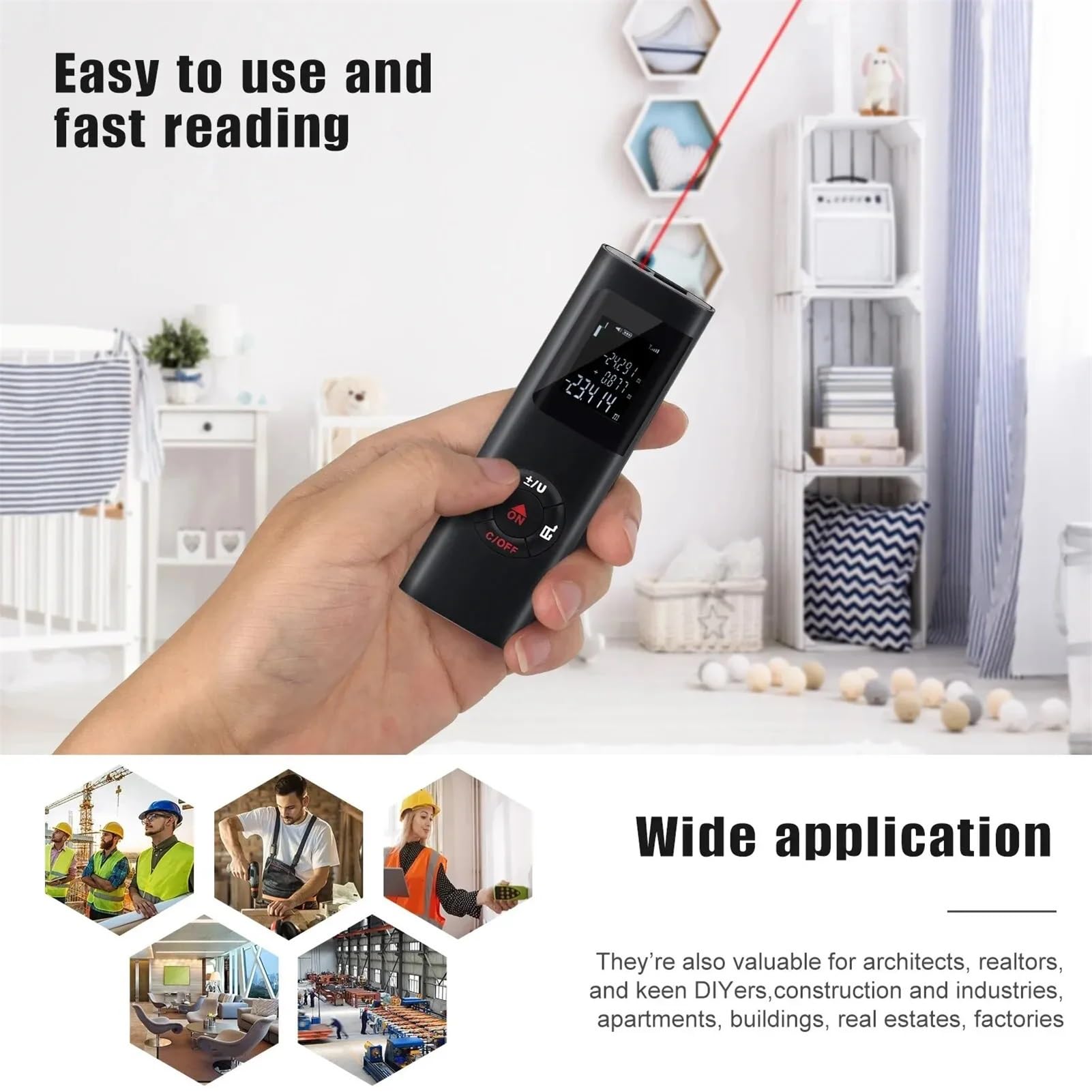 40M/60M Mini Smart Laser Distance Meter Measure Infrared Rangefinder USB Rechargeable Handheld Portable Laser Range Finder Tools(40m)