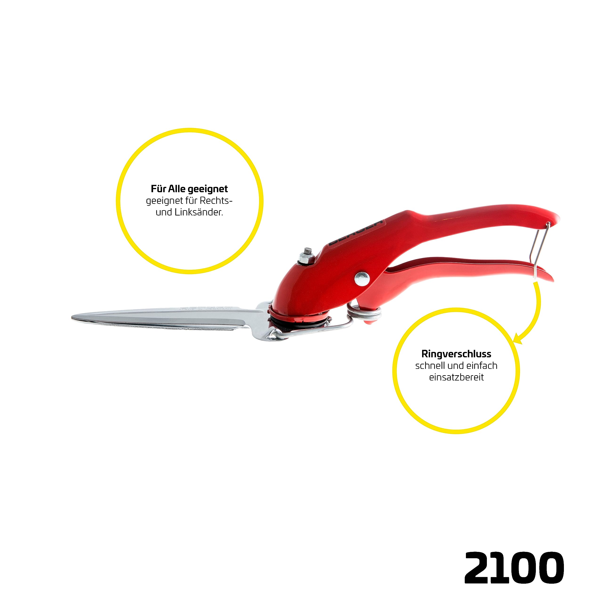 Berger Rasenkantenschere 2100 mit selbstschärfenden Klingen aus verchromten Metall