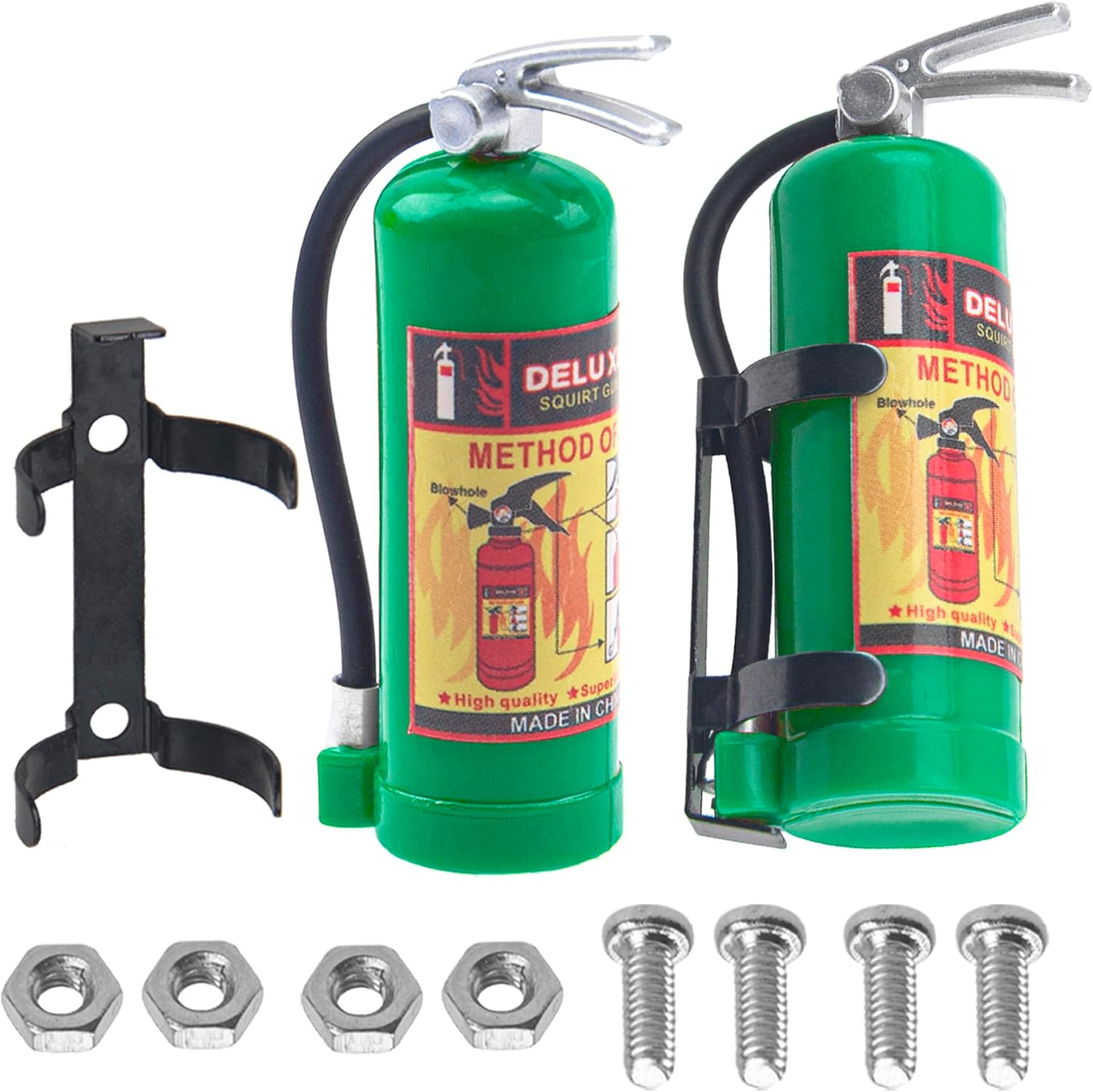 2Pcs 1/10 RC Scale Fire Extinguishers with Stickers Decoration Accessories Compatible with Traxxas TRX4 Axial SCX10 Redcat Gen7 D90 TF2 CC01 HSP 1/10 RC Rock Crawler (Green)