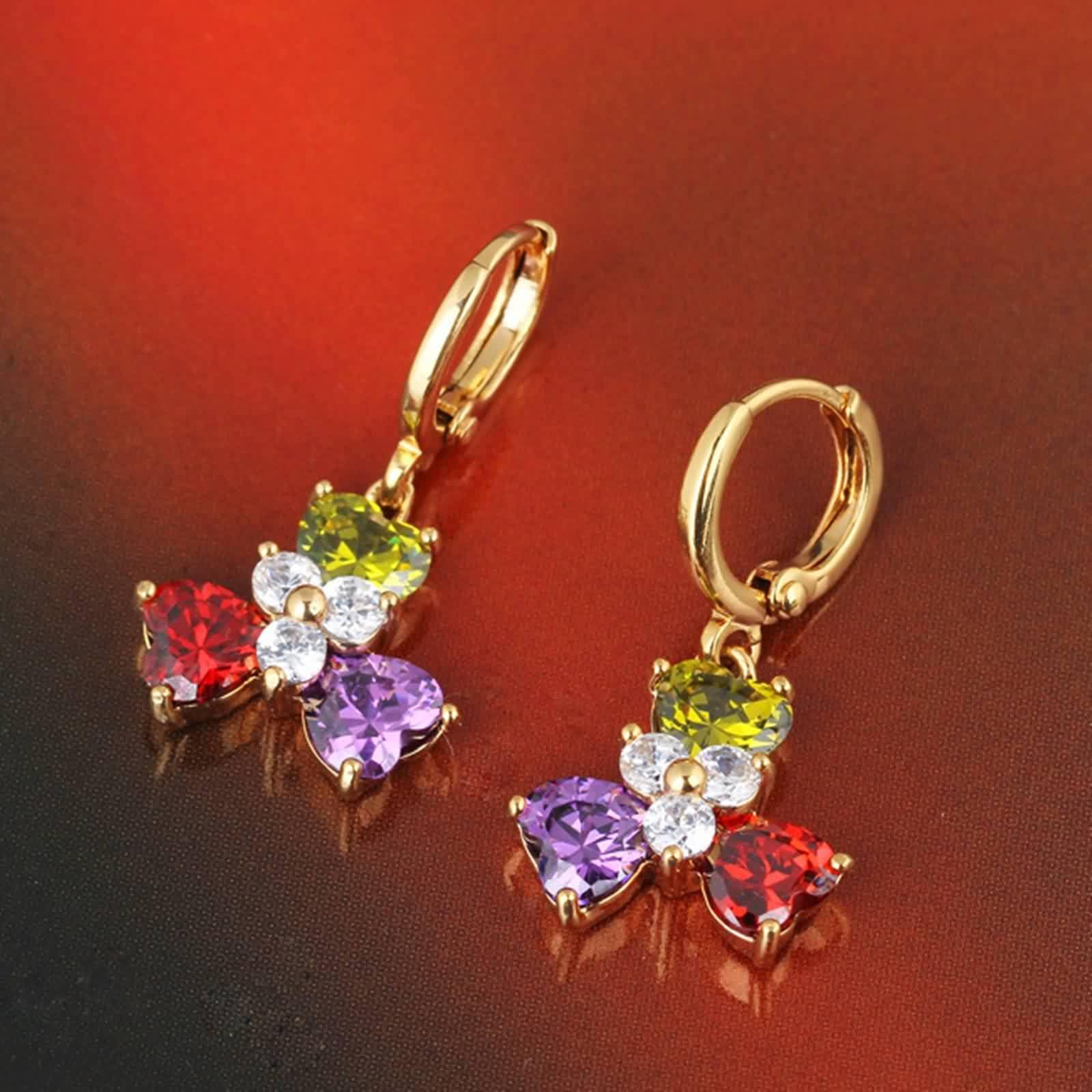 Orecchini Oro 9 Carati / 14 Carati / 18 Carati 750 Donna, Cuore con Moissanite, Orecchini Sposa Matrimonio a Pendente Donna Oro