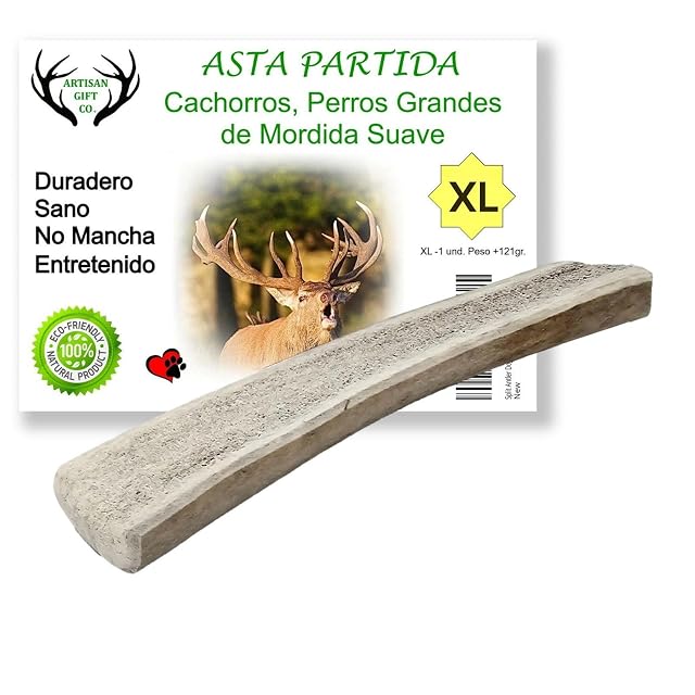 Asta de Ciervo Partida para Perro, Talla XL, Peso min. Unidad 121 gr