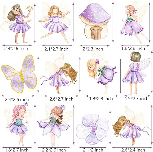 Miniatura 3 de Decoración para cupcakes para fiesta de hadas, hadas moradas, 24 piezas de decoración de fiesta de jardín de hadas, decoración de fiesta de