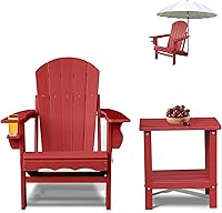 Vista 16 de Sillas plegables Adirondack, Silla Adirondack de plástico HDPE con mesa lateral, resistente a la intemperie, sin decoloración, para patio, hoguera