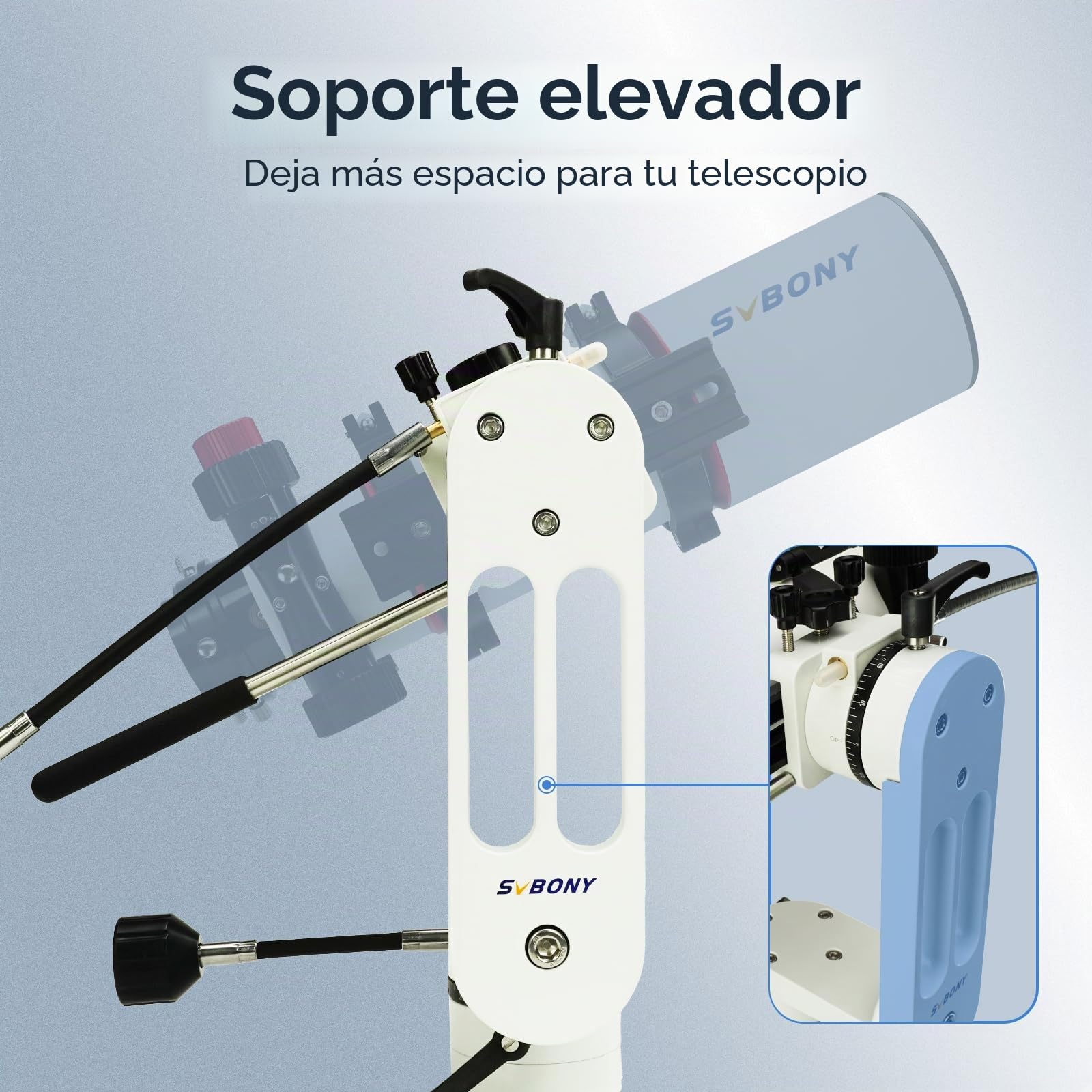SVBONY SV225 - Montura altazimutal, de ángulo, ajustable, capacidad de carga 10 kg, estructura hueca CNC, ajuste fino, accesorios de telescopio con engranaje de velocidad variable