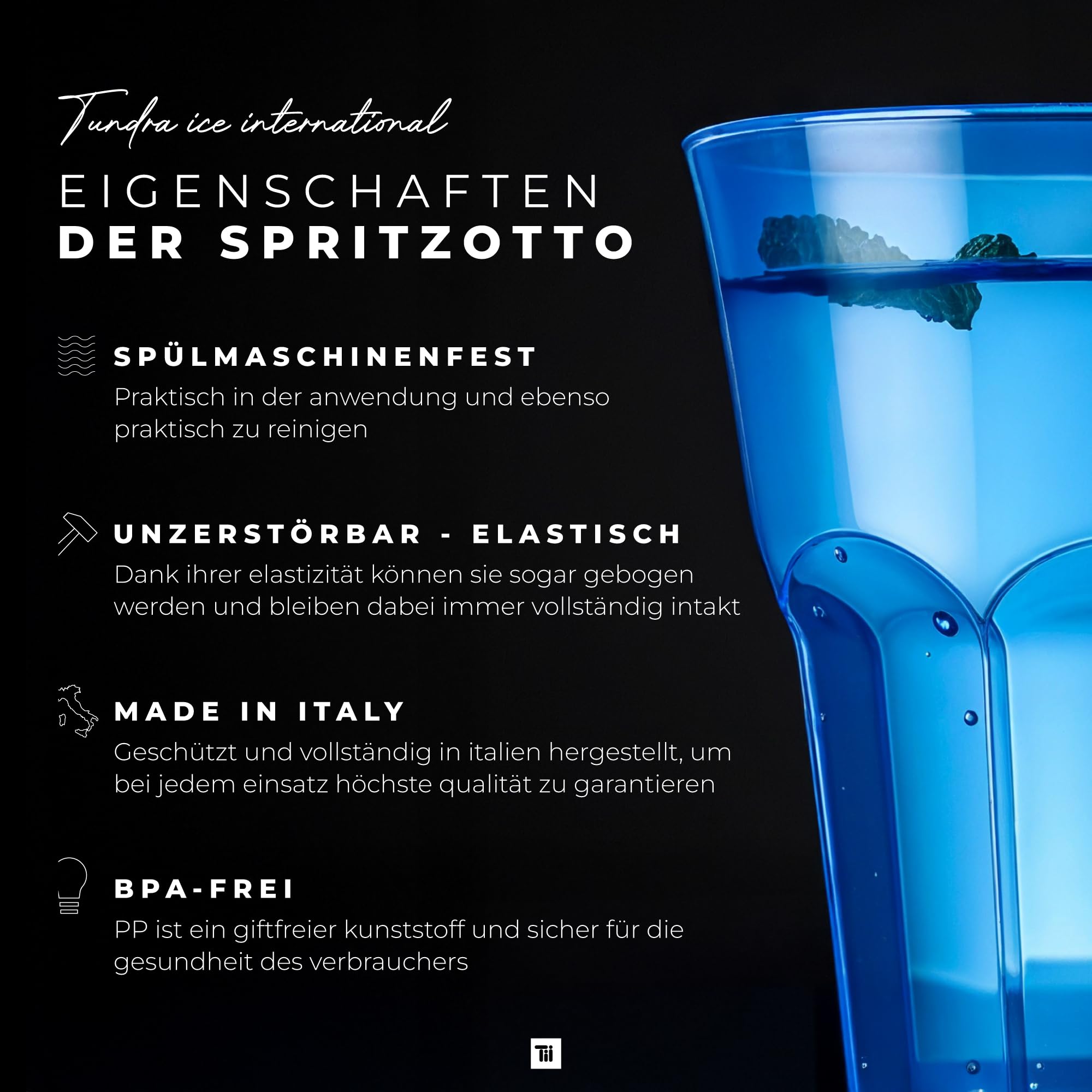 TUNDRA - 48 Stück Bunte Plastik Cocktailbecher 300ml | BENUTZE & WIEDER Serie | Trinkbecher aus Kunststoff - Plastikbecher MADE IN ITALY, Wiederverwendbare, Bruchsicher, Spülmaschinenfest