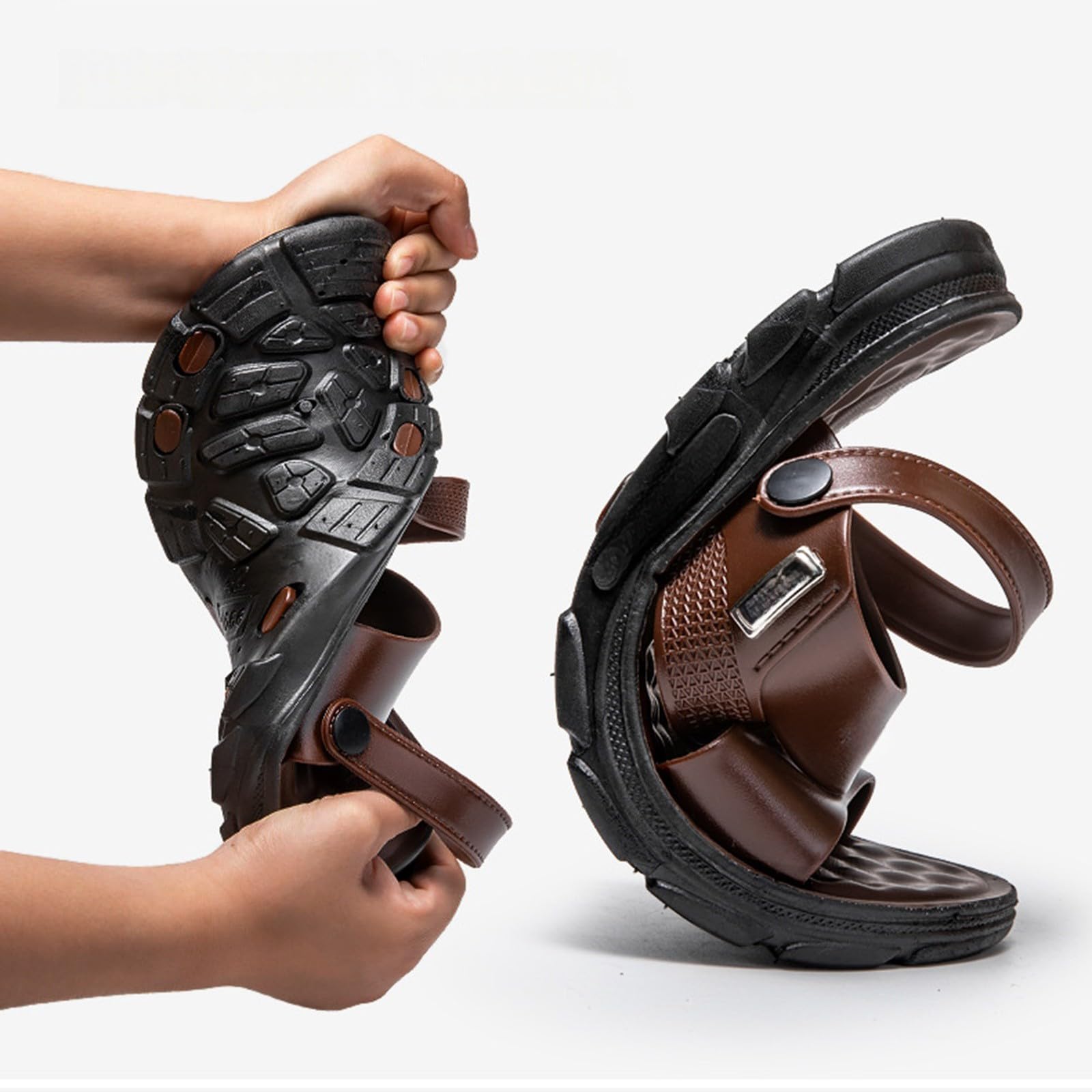 Sandales pour homme en cuir, tongs en cuir, sandales spartiates pour homme, sandales orthopédiques, sport, trekking, randonnée, semelle souple résistante à l'usure, chaussures d'été et sandales de