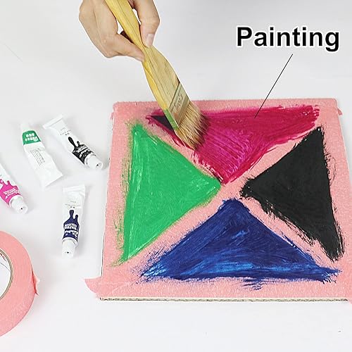 Miniatura 3 de BOMEI PACK Cinta de pintores rosa de 2,4 cm x 50,3 metros (paquete de 3), cinta de enmascarar para pintores al por mayor - Tecnología de línea de