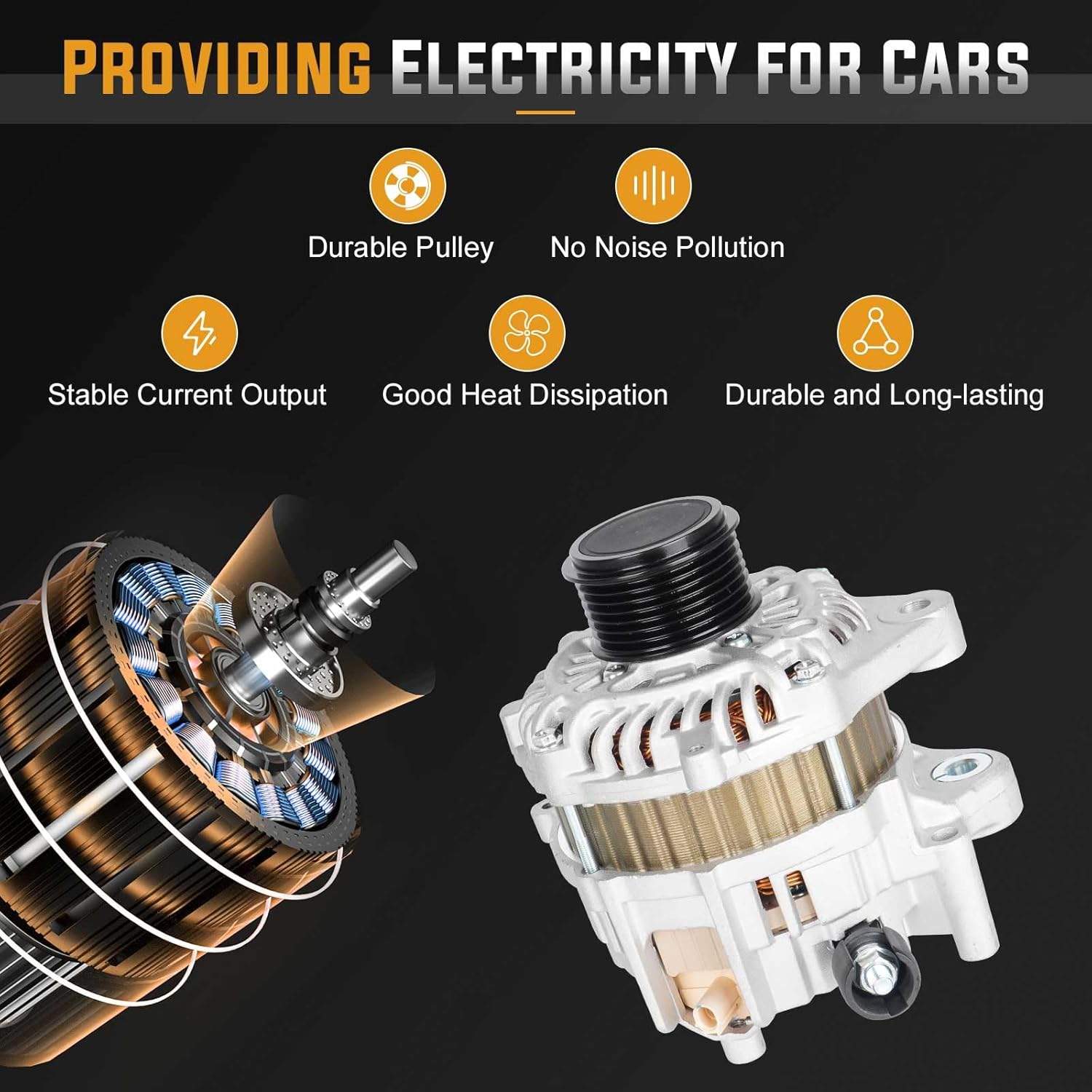 New Alternator Fit for 2.4L Honda Accord 2013 2014 2015 2017 (Only for Auto CVT Trans) Replace 31100-5A2-A02, 31100-5A2-A02RM, AHGA88, 14489, 11999 A5TL0581ZC