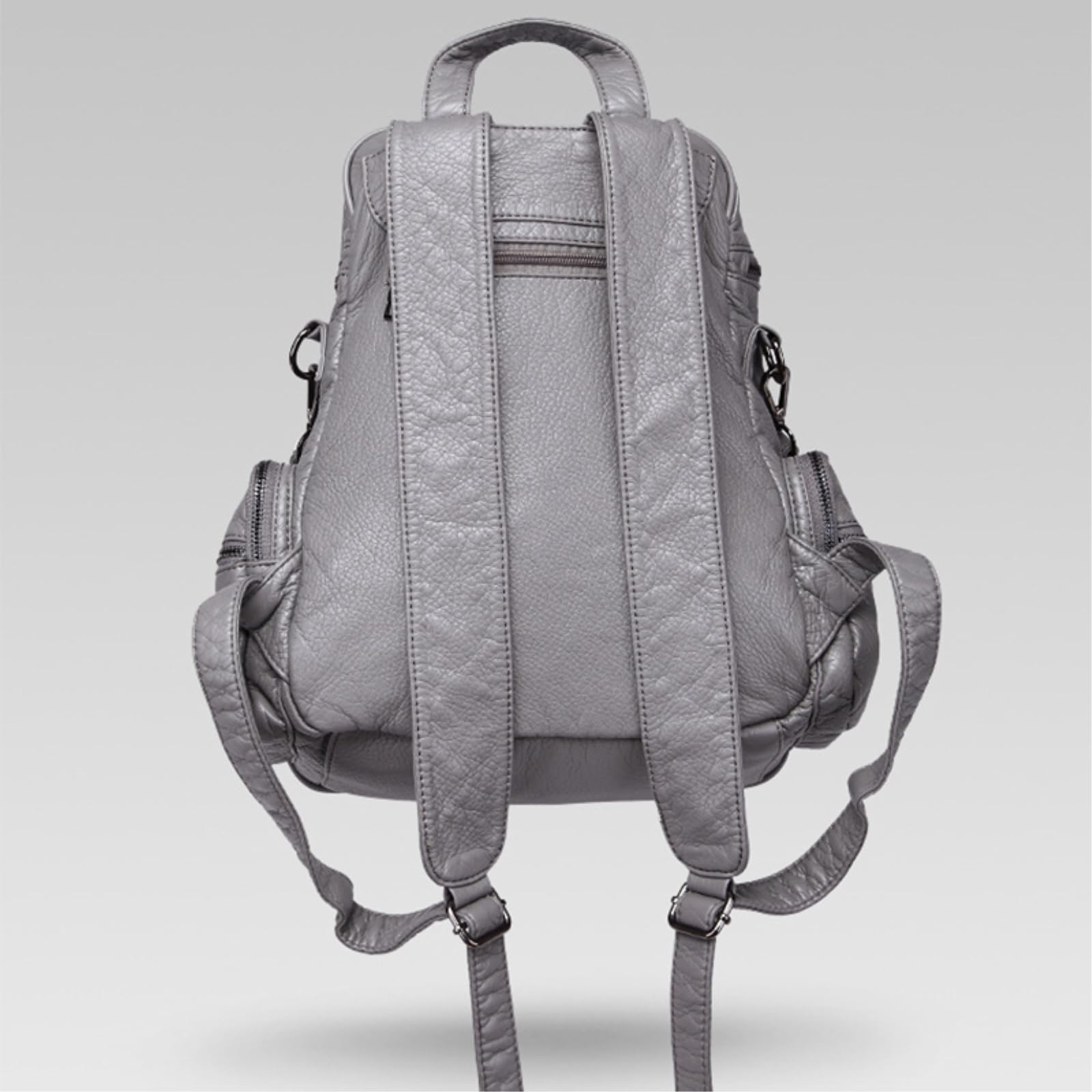 Zaino Porta pc per Studenti Borsa Super Morbida in Pelle da Donna di Grande Capacità-black-13 Inches