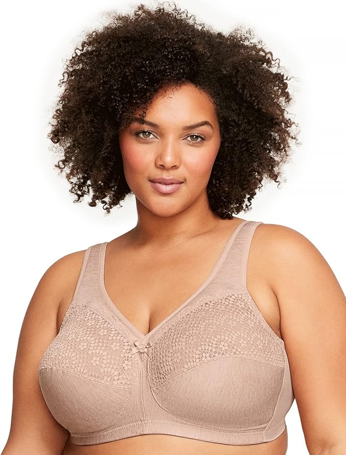 Glamorise Women's Plus Size MagicLift Moisture Control Bra Wirefree #1064