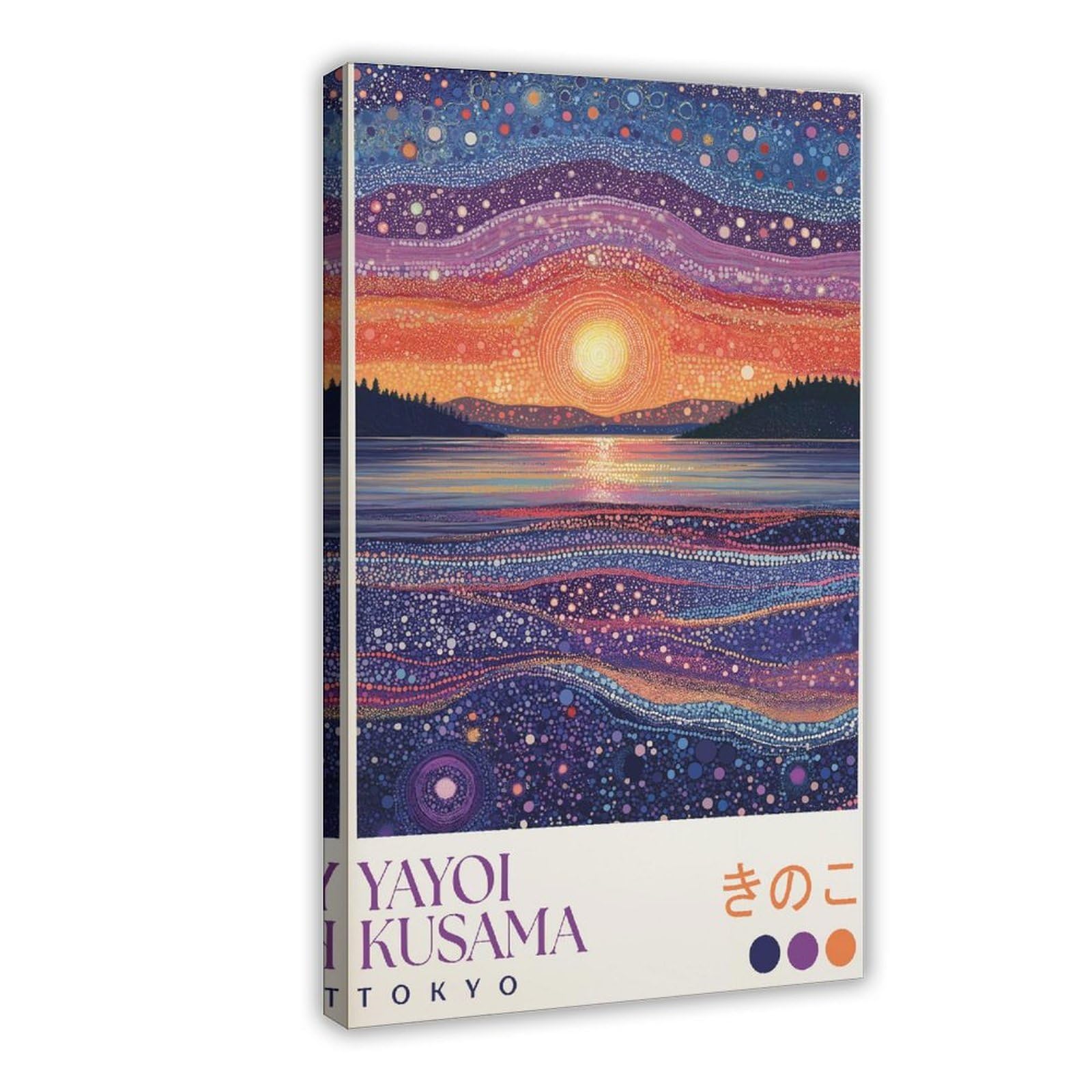Goiaegag Yayoi Kusama Ocean Sunset Print Canvas Poster Bedroom Decor Landscape Office Room Decor Gift 12X18inch(30X45cm)