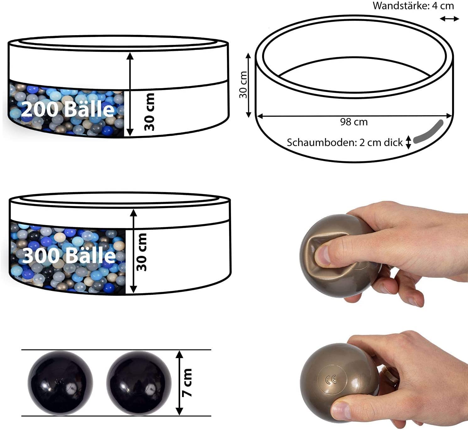 H&F Heimtextilien 500 Bälle für Bällebad Ø 7 cm – Grün Plastikbälle für Kinder & Babys – Weiche & langlebige Spielbälle – BPA-frei & schadstofffrei – Perfekt für Spielzelt, Hüpfburg & Garten