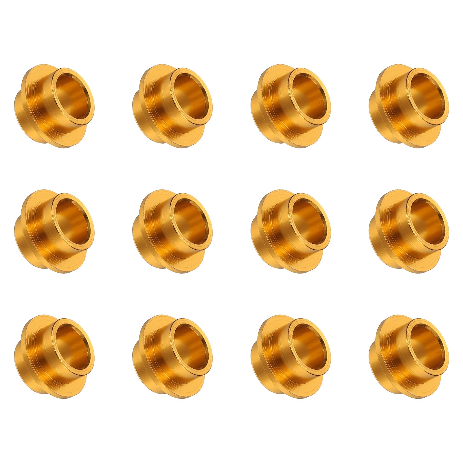 YELARXI Inline Skate Bearing Bushing Spacers, Skate Axles Shaft Spacers Roller Bushing Gasket Wheel Center Bearing Fitting for (Skating/Skateboard) 8mm & 12 Pcs & Aluminum & Gold